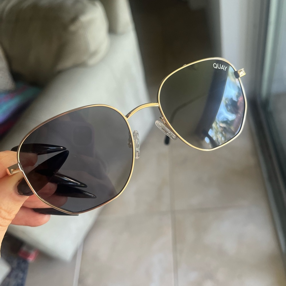 Quay Australia Gold Frame Sunglasses with Black Lenses